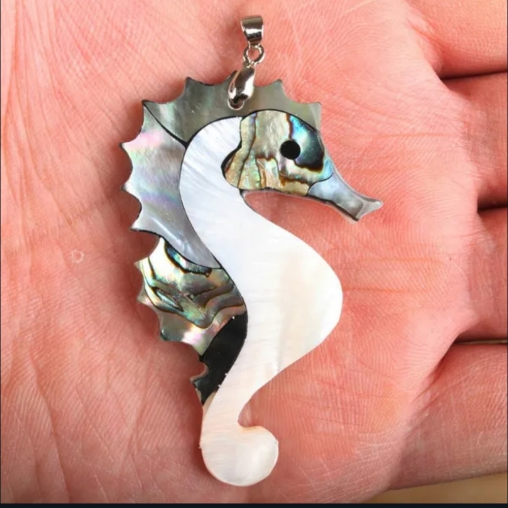 🌟WholeSale 2pc🌟Natural Abalone Shell Seahorse Necklace